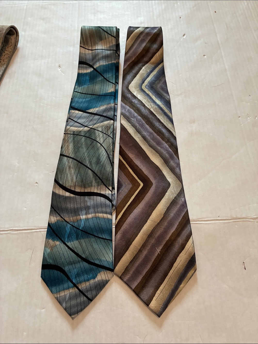 Two J. Garcia Silk Necktie Set -Both 100%Silk ,MatachiteValley and Desert Stor